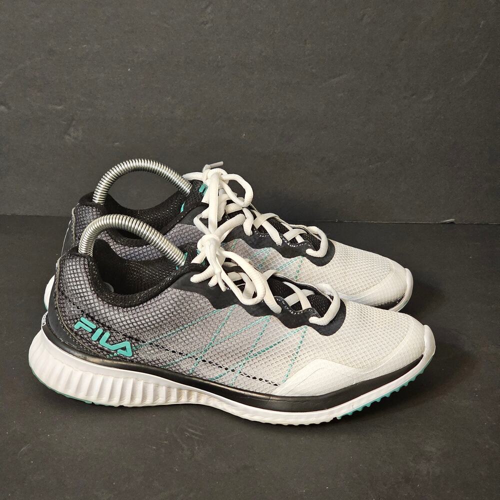 Fila Women's  Sz. 9 Running Shoes Grey White Teal Mesh Sneakers 5RM00728-117